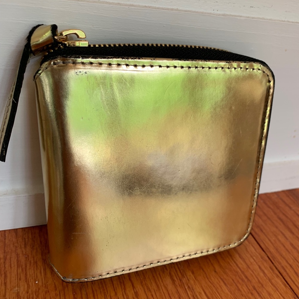 Clare V Gold Leather Zip Wallet